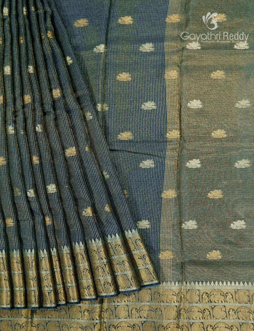 Semi Mysore Crepe Saree in Deep Green