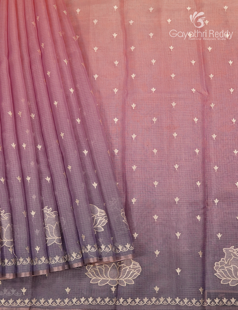 Silk Kota Saree in Onion Pink and Grey