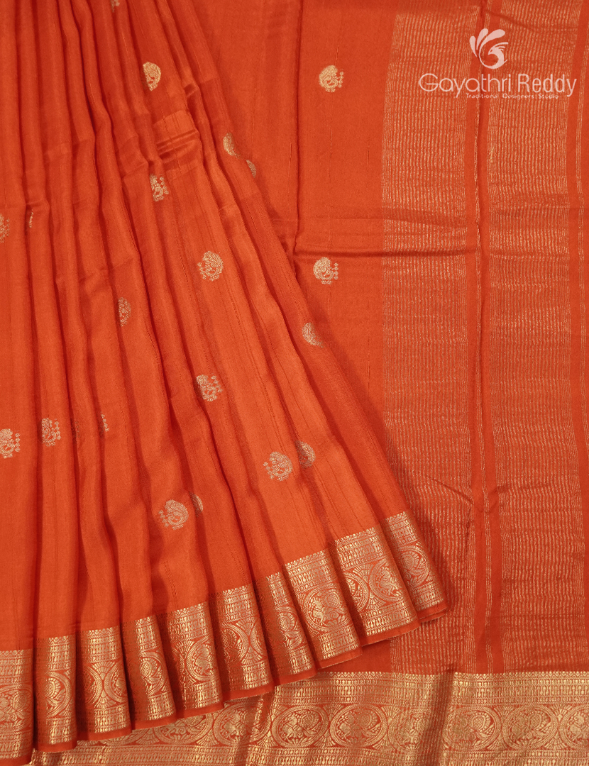 Semi Mysore Crepe Saree in Orange