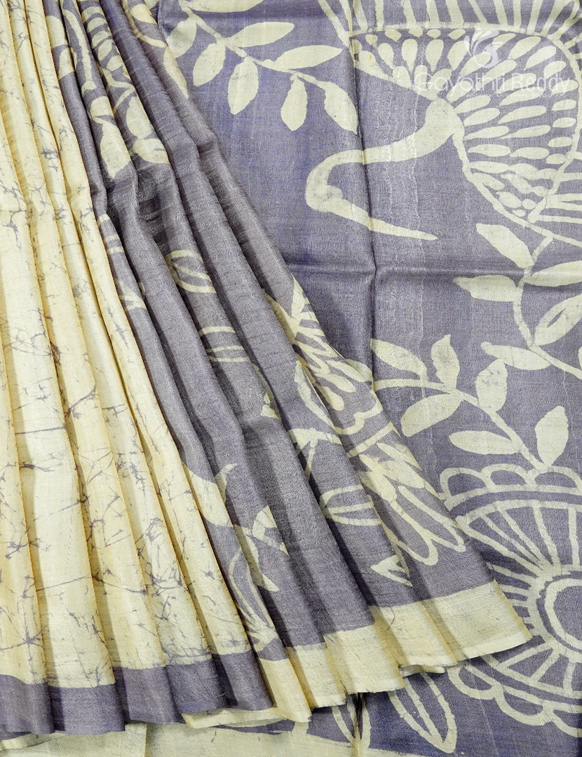 PURE DESI TUSSAR PRINTED SAREE-TS1588