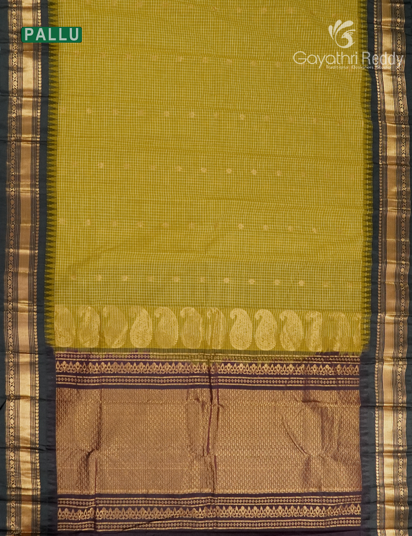 Pure Gadwal Cotton Saree in Tuberose Yellow and Deep Brown