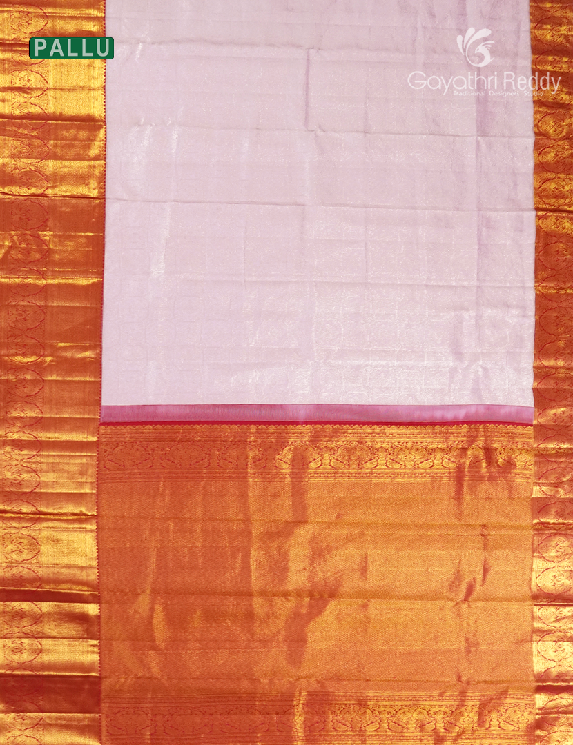 Pure Kanchipuram Bridal Silk in Pastel Pink and Red