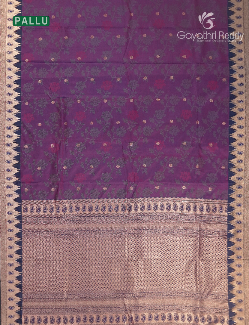 Semi Kanchipuram Art Silk Saree in Deep Violet