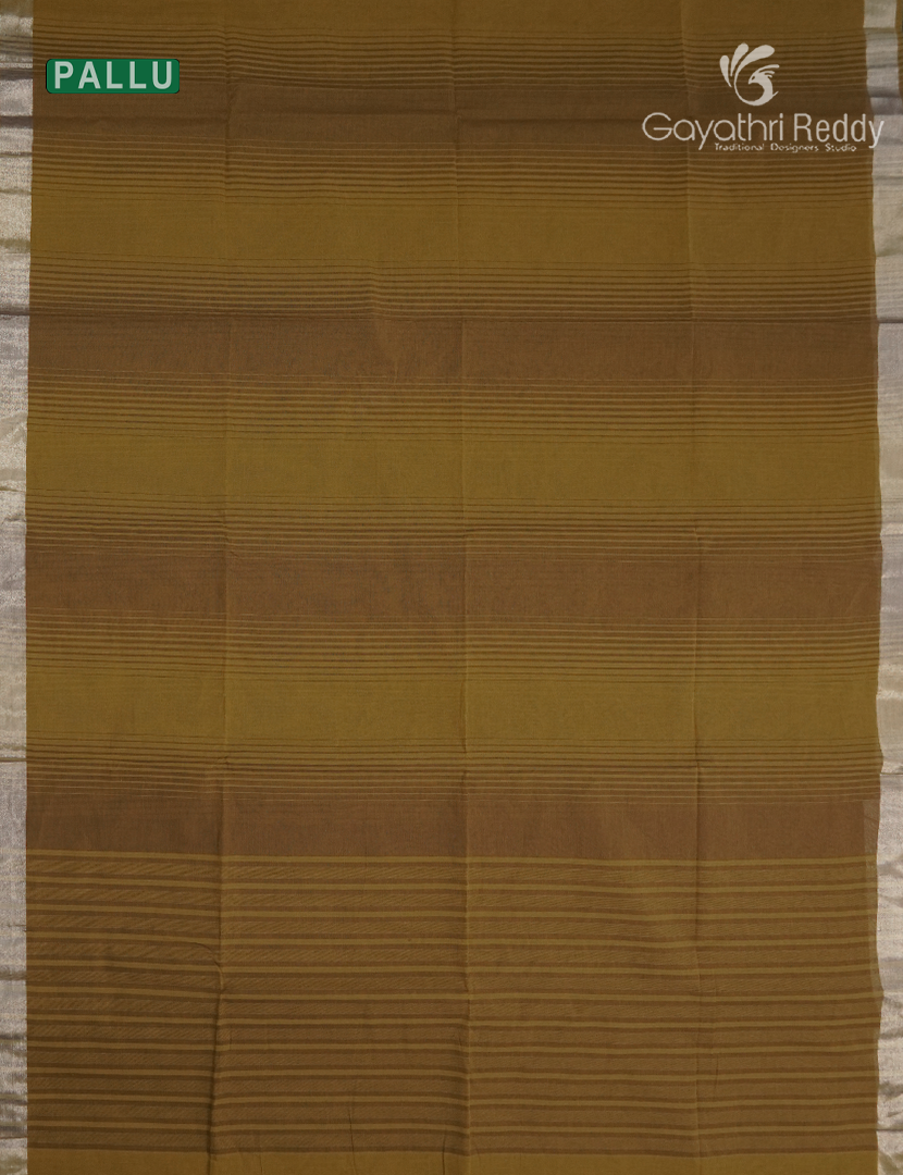 Pure Kanchi Cotton Saree in Dry Mehendi