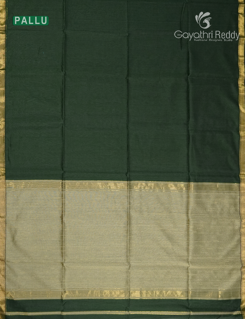 Pure Chanderi Sico Saree in Deep Olive Green