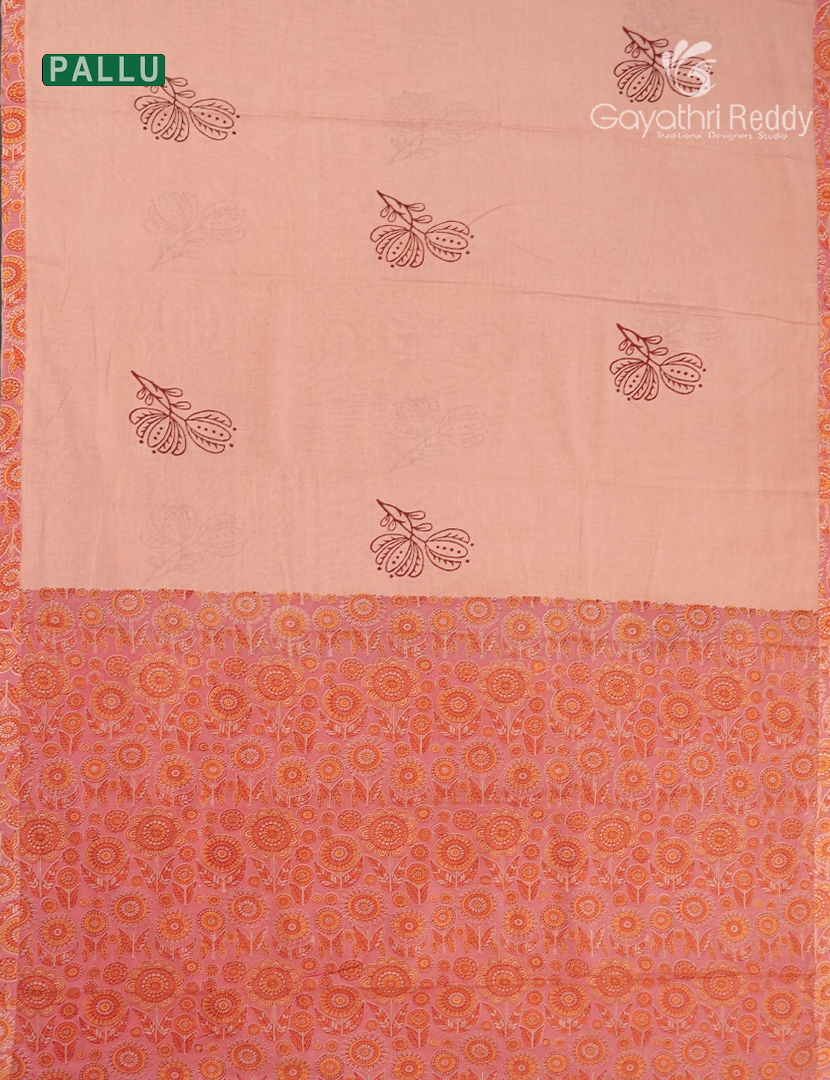 Pure MulMul Cotton Saree in Light Peach and Deep Peach