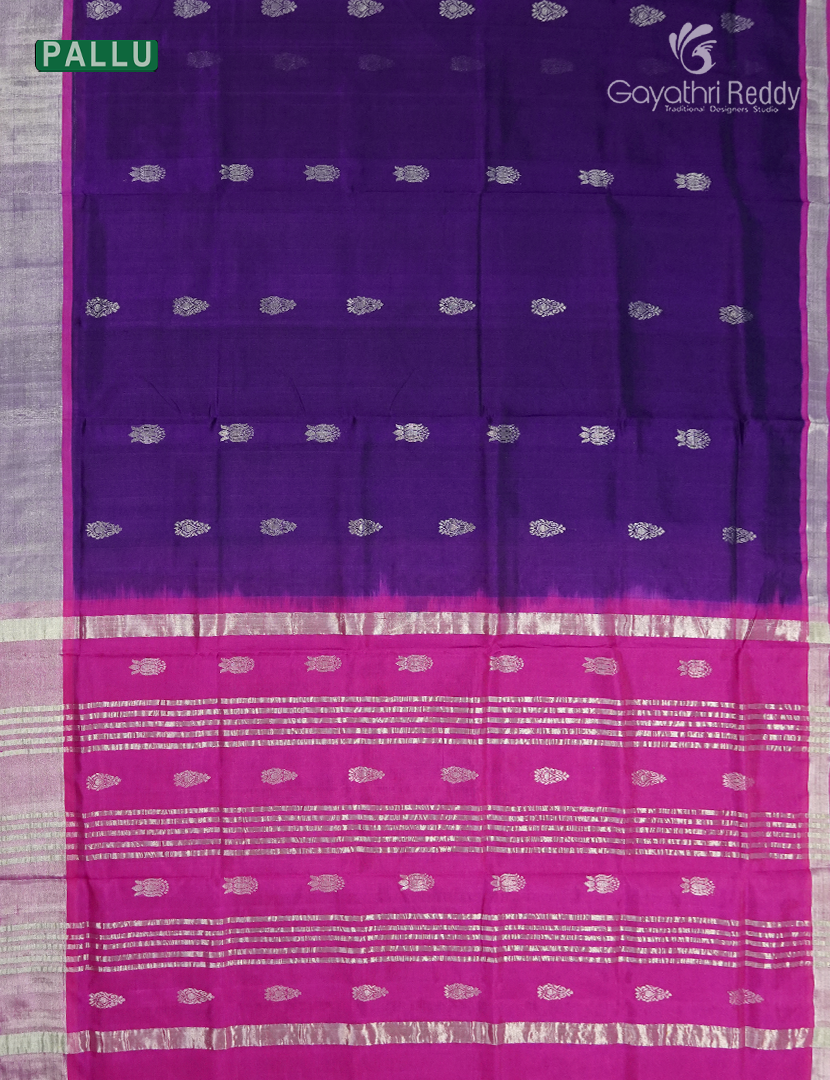 Pure Arani Sico Saree in Deep Purple and Hot Pink