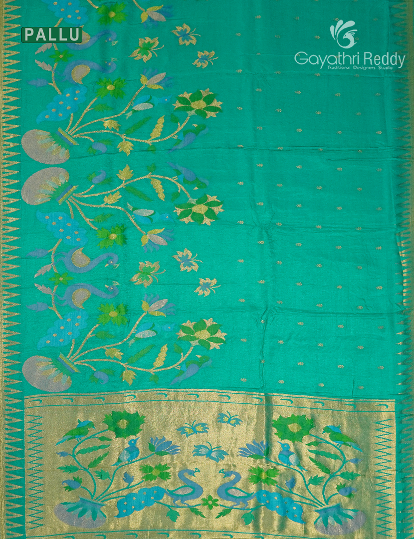 Pure Satin Silk Saree in Sea Foam Green