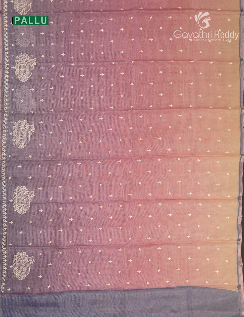 Silk Kota Saree in Onion Pink and Grey