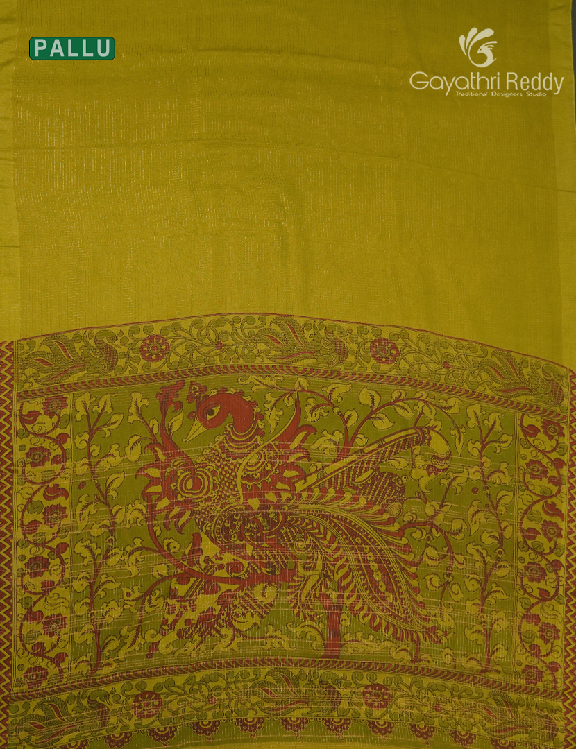 Pure Munga Silk Saree in Lime Green