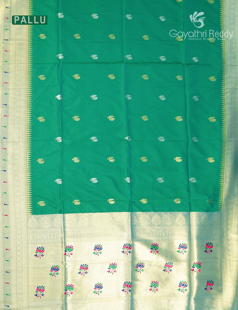 Semi Kanchipuram Art Silk Saree in Leaf Green