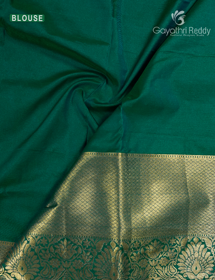Semi Kanchipuram Silk Saree in Bottle Green