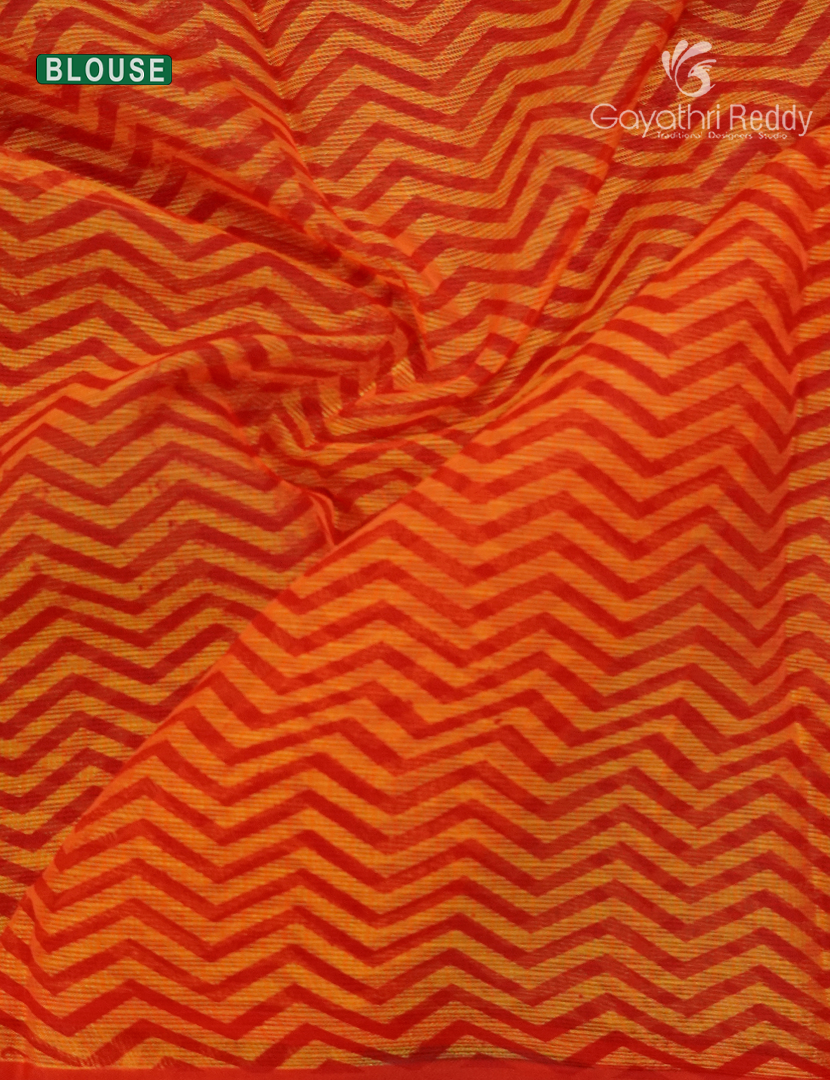 Kota Printed Saree in Tangarine