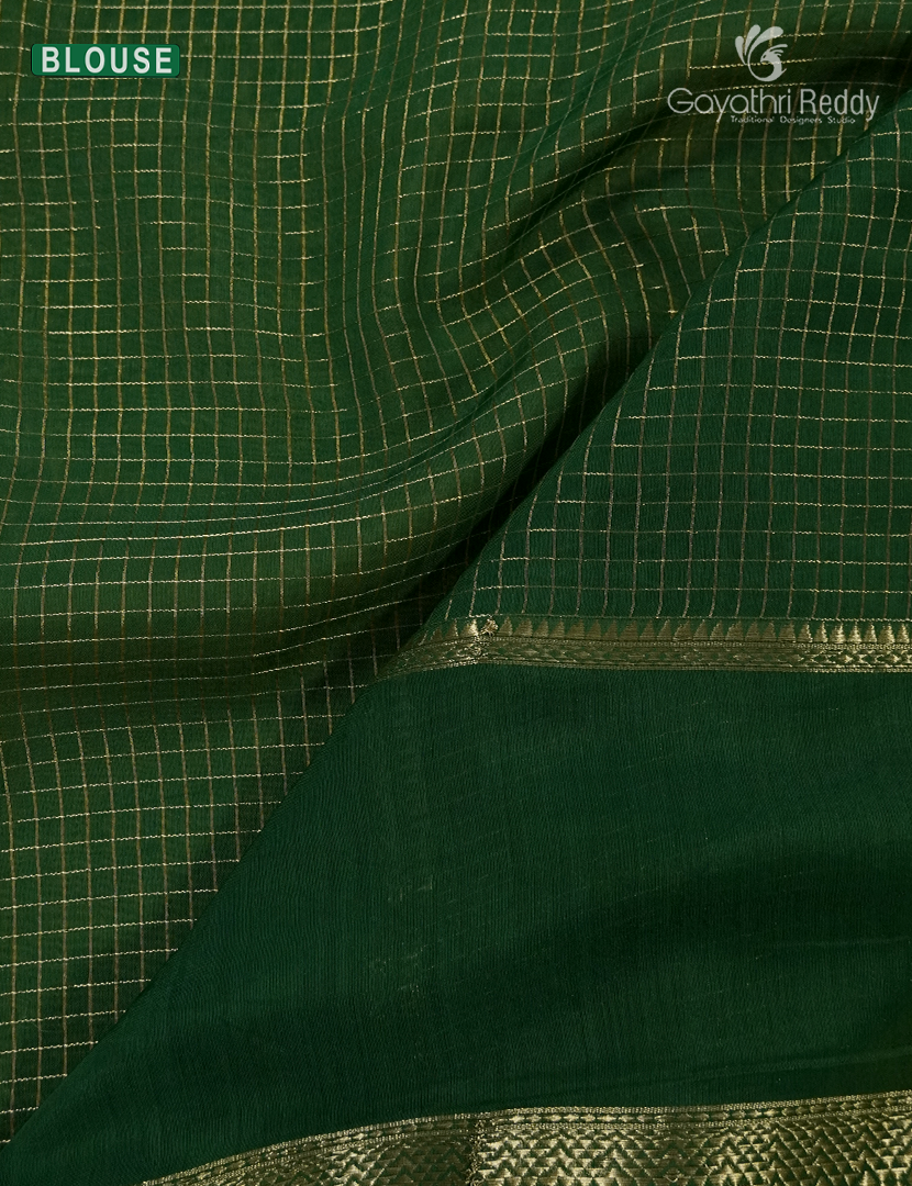 Semi Mysore Crepe Saree in Lime Yellow and Bottle Green