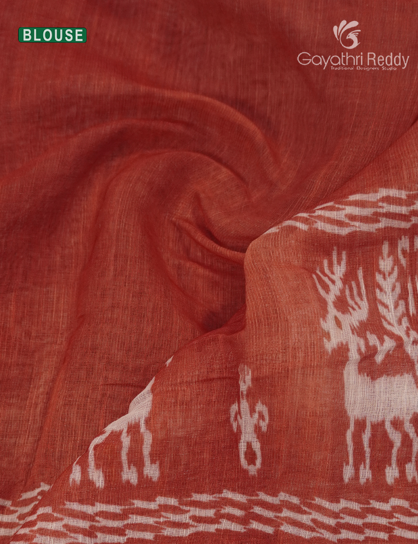 Linen Cotton Saree in Chikoo