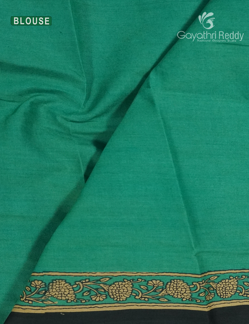 Premium Quality Cotton Kota Saree in Beige and Teal Green