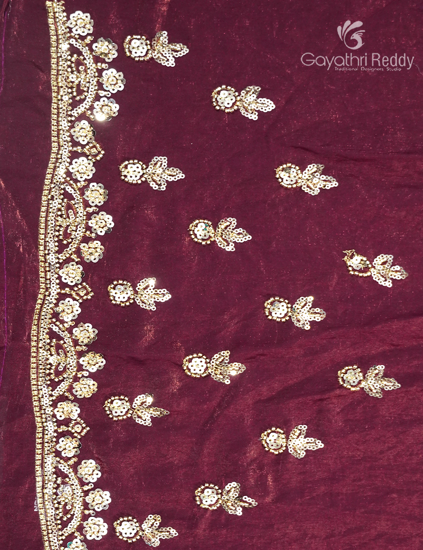 Tissue Fancy Saree in Maroon