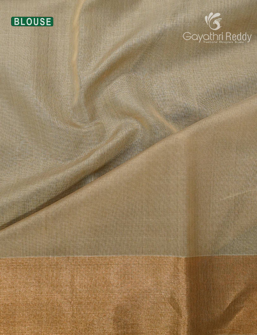 Pure Chanderi Sico Saree in Neon Green and Beige