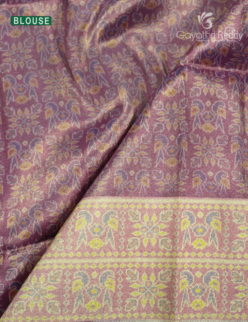 Semi Tussar Saree Parrot Green and Purple
