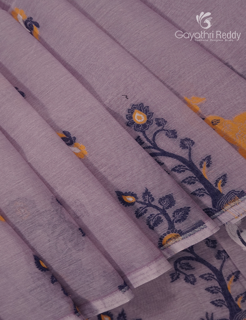 Jamdani Cotton Saree in Onion Pink
