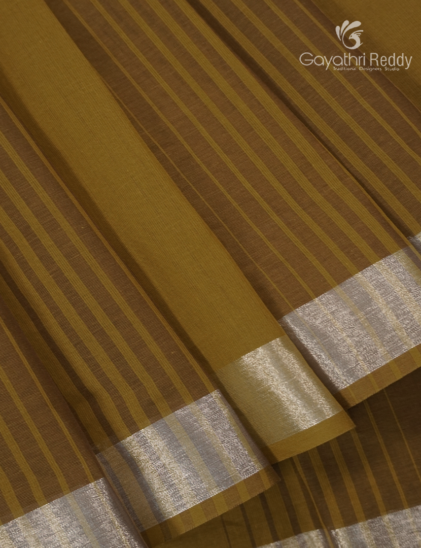 Pure Kanchi Cotton Saree in Dry Mehendi