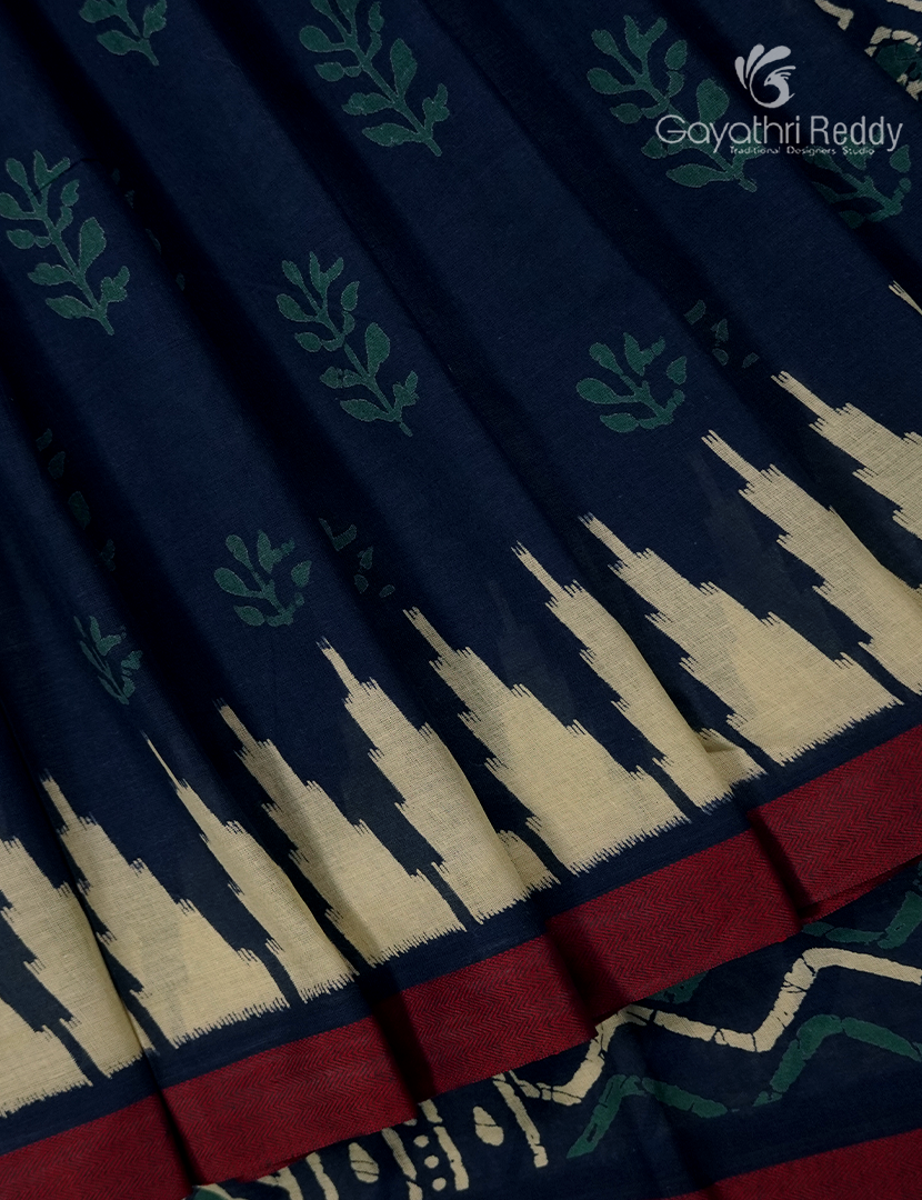 Vidharbha Cotton Saree in Indigo Blue