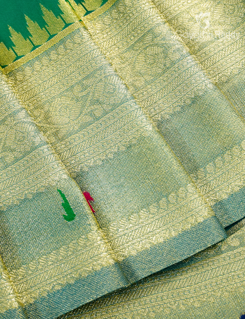Semi Kanchipuram Art Silk Saree in Leaf Green