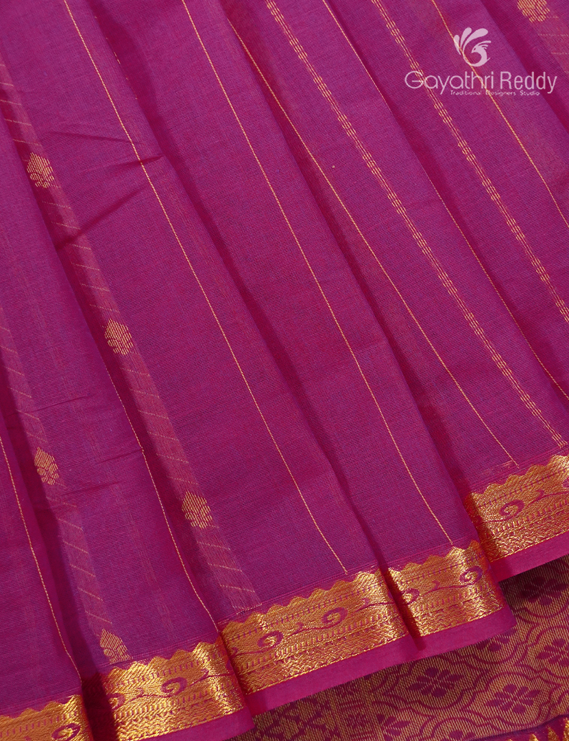 Pure Kanchi Cotton Saree in Deep Rose Pink