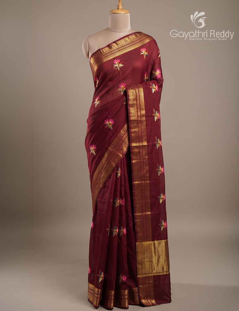 Pure Silk Kota Saree in Brown