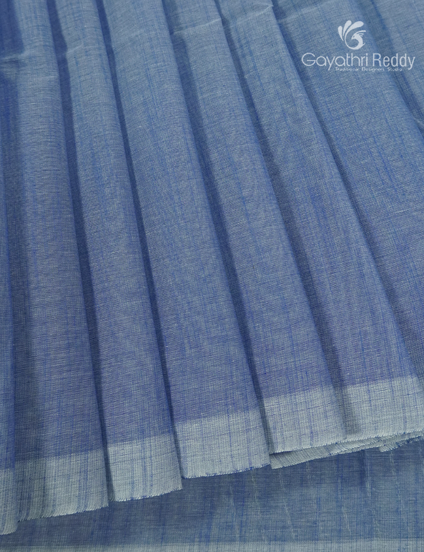 Pure Handloom Cotton Saree in Denim Grey