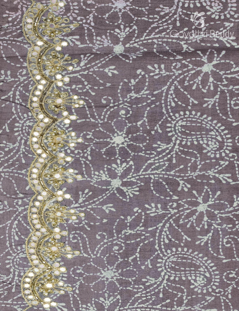 Pure Desi Tussar Fancy Saree in Pastel Grey