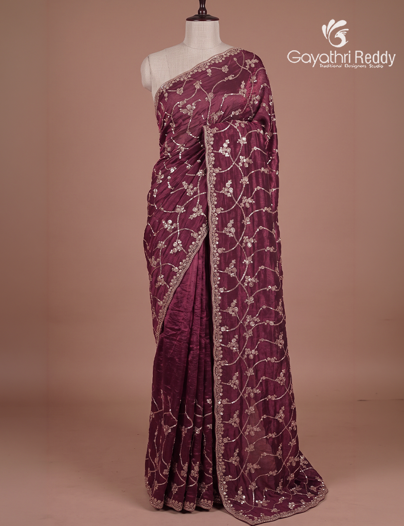 Tissue Fancy Saree in Maroon