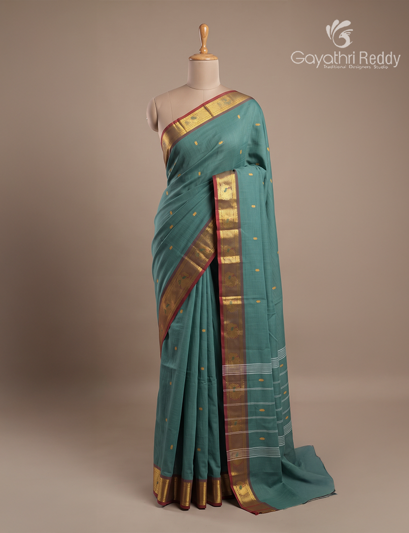 Pure Handloom Cotton Saree in Elephant Grey