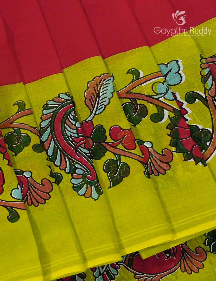 Pure MulMul Cotton Saree in Red