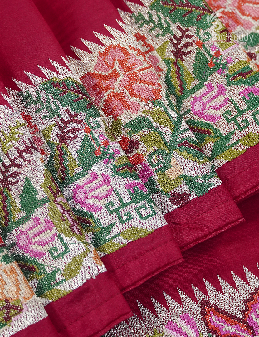Dupion Silk Fancy Saree in Rani Pink