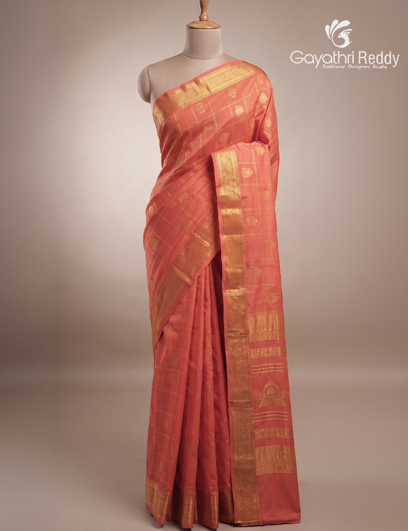 Pure Mysore Silk Saree in Peach
