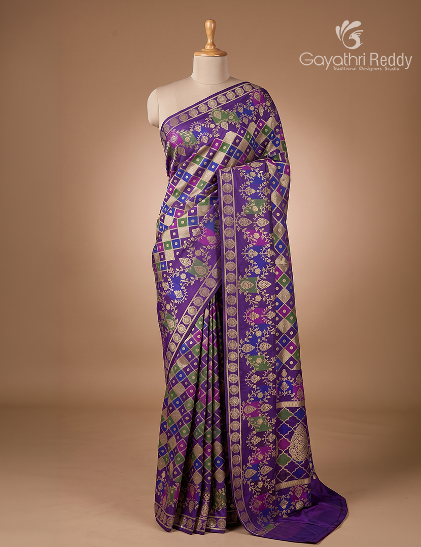 Pure Banaras Katan Silk Saree in Purple
