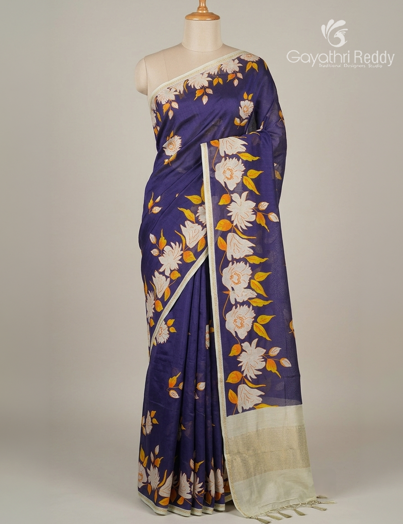 Pure Maheshwari Silk Saree in Violet