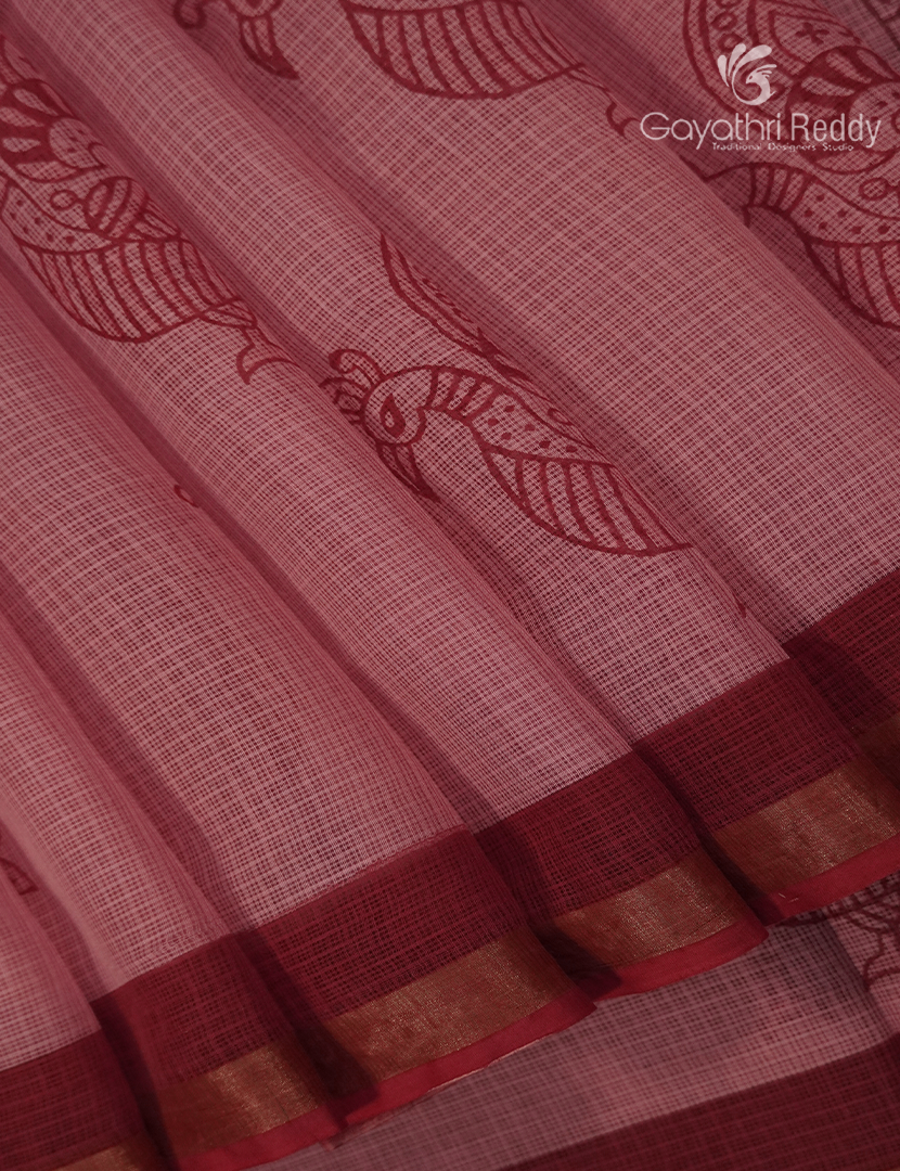 Premium Quality Cotton Kota Saree in Pastel Peach