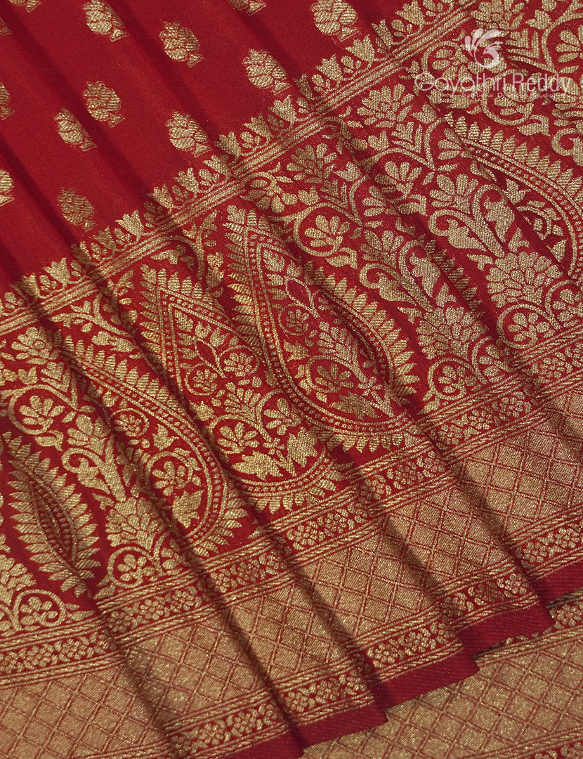 Banaras Georgette Saree in Bridal Red