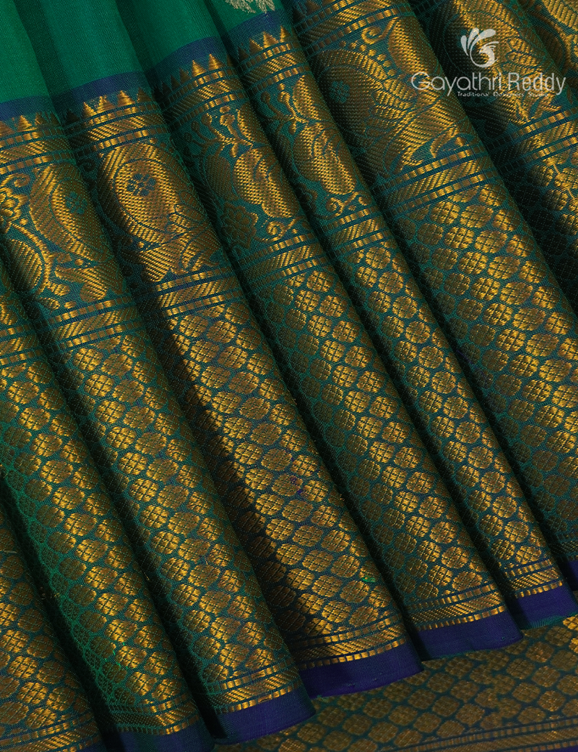 Pure Uppada Silk Saree in Green and Blue
