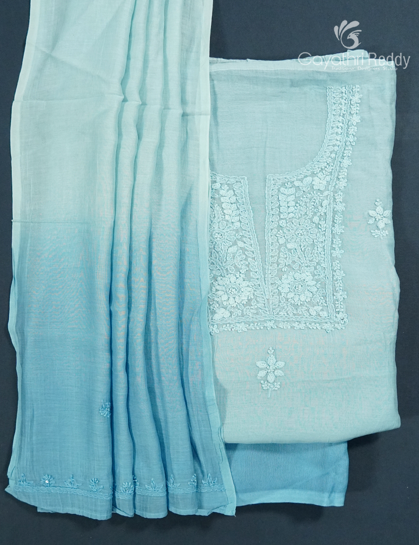 Dress Material 3 Piece Set in Cloud Blue