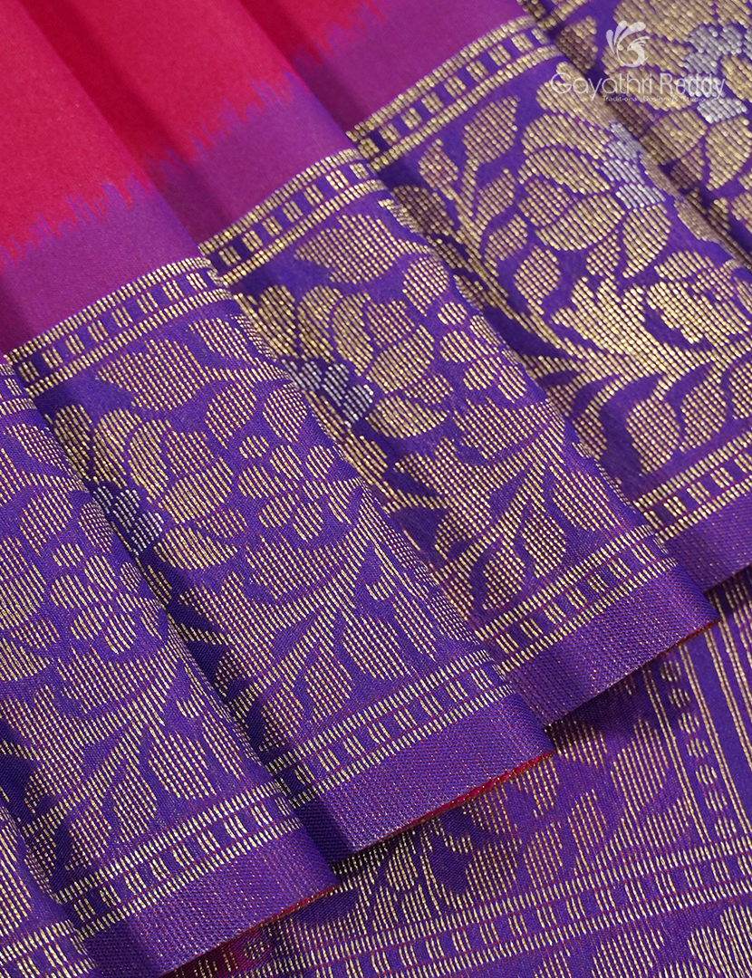 Semi Kanchipuran Silk Saree in Fuchsia Pink and Purple