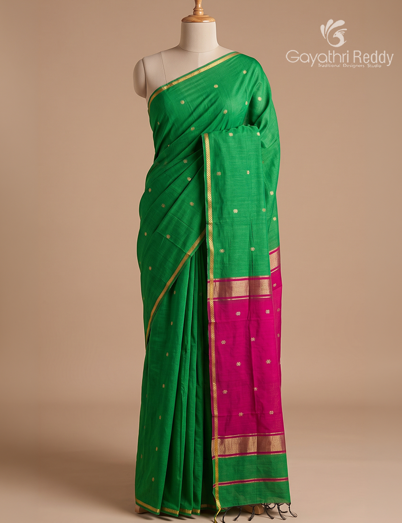 Sico Saree in Parrot Green and Purple