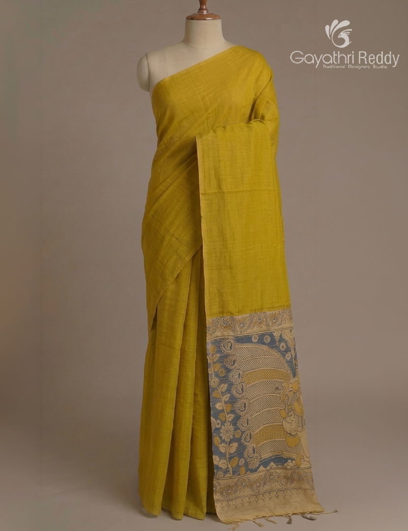 Pure Munga Silk Saree in Yellow