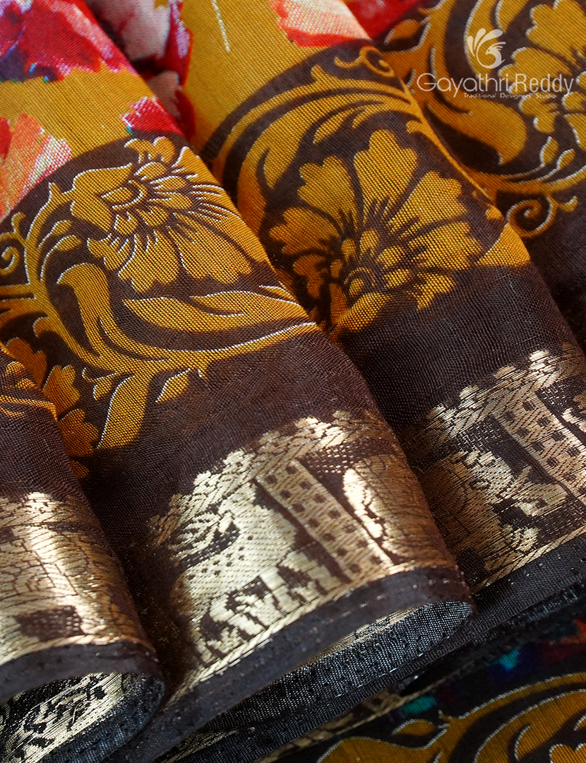 Vidharbha Sico Saree in Mustard and Brown