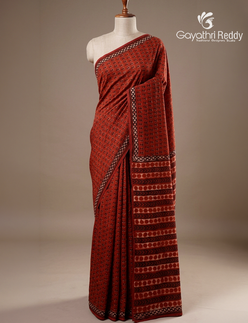 Pure Modal Silk Fancy Saree in Rust Red
