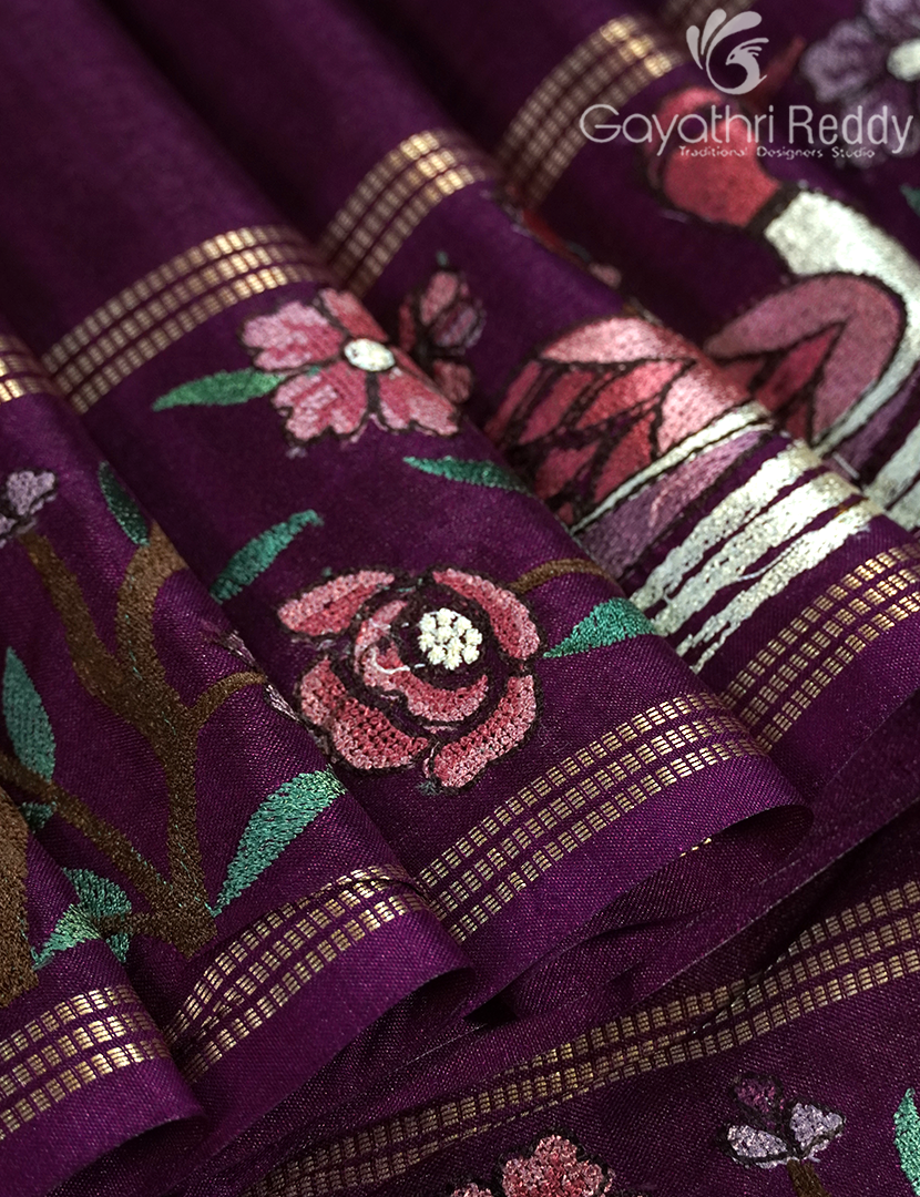 KHADI SILK WORK SAREE-KSW1
