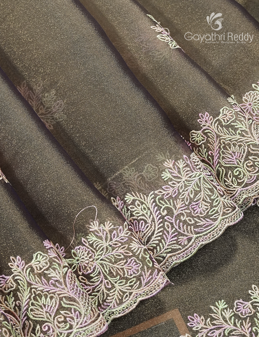Fancy Saree in Olive Grey