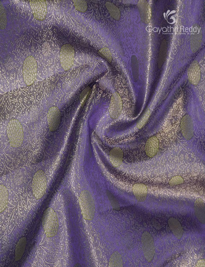 Pure Kanchipuram Bridal Silk Saree in Lavender and Parrot Green